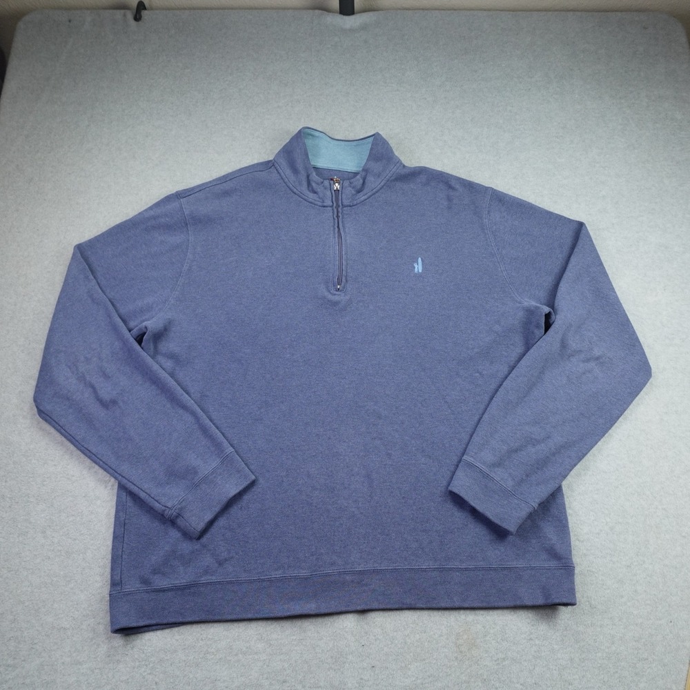johnnie-O Pullover Mens XL Atlantic Blue 1/4 Zip Prep Sweater Cotton